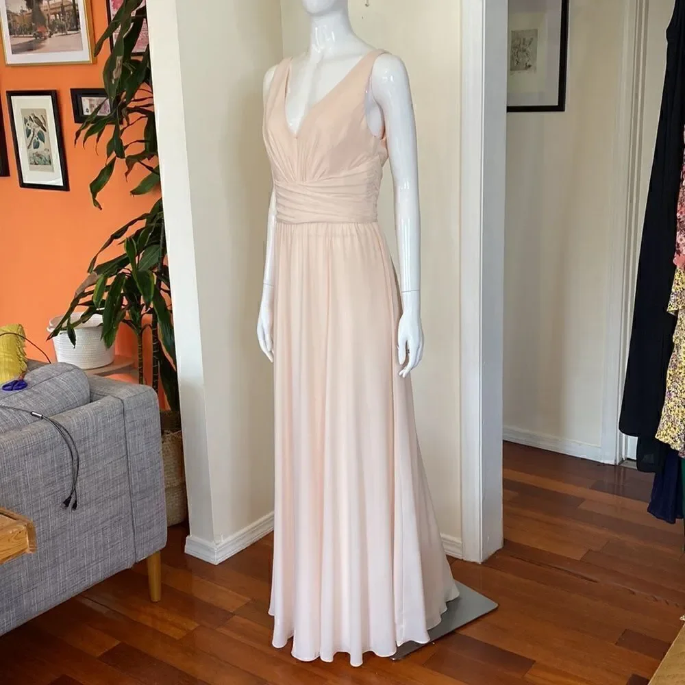 Amsale Justine Chiffon Maxi Gown iin Blush Pink Size 8